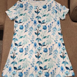 Floral Blue and White Dress